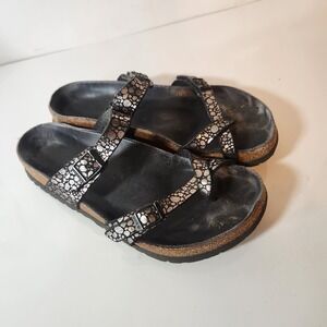 Birkenstock Mayari Metallic Pebble Print Black‎ Silver Bronze Sandals Womens